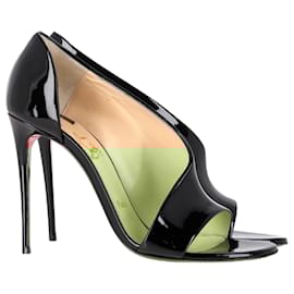 Christian Louboutin-Christian Louboutin Phoebe 100 Sandals in Black Patent Leather-Black