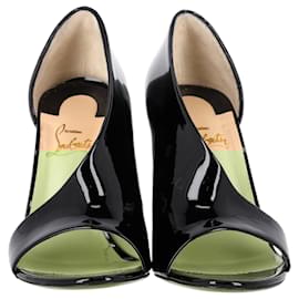 Christian Louboutin-Christian Louboutin Phoebe 100 Sandals in Black Patent Leather-Black