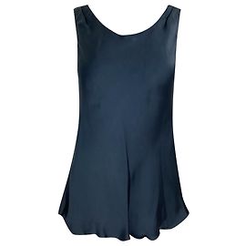 Giorgio Armani Tanktop mit Rundhalsausschnitt aus marineblauer Seide Blau Marineblau