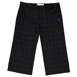 Off White Off-White Checkered Wide Leg Trousers in Black Wool Black
