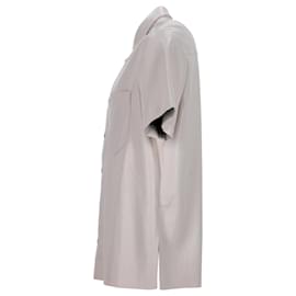 Nanushka-Nanushka Short Sleeve Button-Down Shirt in Beige Polyester-Beige