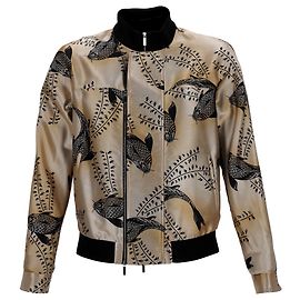 Giorgio Armani Chaqueta bomber de seda dorada con estampado de koi Emporio Armani Dorado