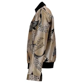 Giorgio Armani-Emporio Armani Koi Print Bomber Jacket in Gold Silk-Golden