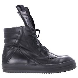 Baskets Geobasket Rick Owens en cuir noir Noir