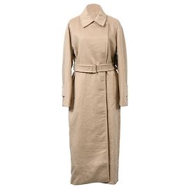 Max Mara Long Belted Coat in Beige Wool Beige