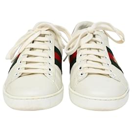 Gucci-Gucci Ace Sneakers with Bee in White Leather-White