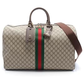 Gucci-Gucci GG Supreme Boston Bag PVC Leather-Brown,Beige
