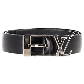 Louis Vuitton Glazed Anagramme Belt in Black Leather Black