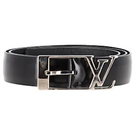 Louis Vuitton-Louis Vuitton Glazed Anagramme Belt in Black Leather-Black