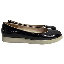Salvatore Ferragamo Platform Ballet Flats in Black Patent Leather Black