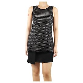 Alaïa Black and silver sleeveless lurex top - size UK 10 Black