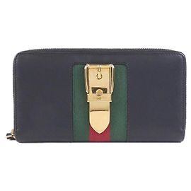 Gucci Sylvie 476083 CWLSG Portafoglio Lungo Nero Rosso Verde