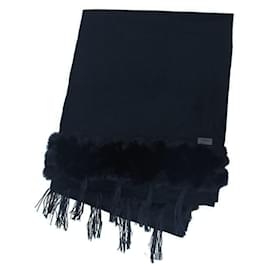 Fendi-Fendi Black Wool and Angora Stole-Black