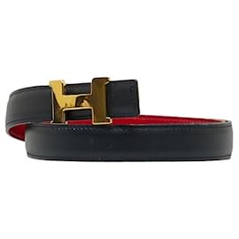 Hermès-Hermes Constance H Reversible Belt-Red,Navy blue