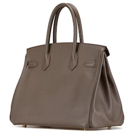 Hermès-Hermes Birkin 30 Handbag in Etain Grey Epsom Leather-Brown,Grey