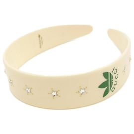 Faixa de cabelo Gucci 702950 IAAAU Branco Dourado Verde