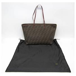 Fendi-Fendi Zucca Women's PVC Shoulder Tote Bag-Brown