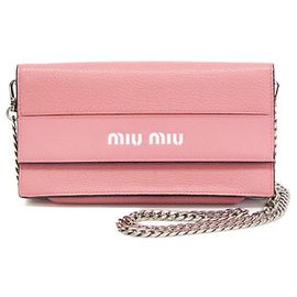 Miu Miu Chain Shoulder Wallet Pochette Pink