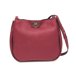 Borsa a spalla in pelle per donna Salvatore Ferragamo Gancini EZ-21 H904 Bordò