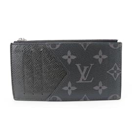 Louis Vuitton-Louis Vuitton Taiga Monogram Eclipse Coin Purse-Black,Other,Grey,Monogram