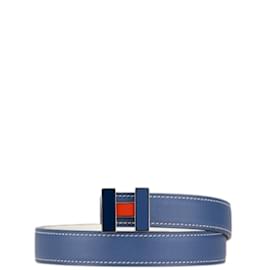 Hermès-Hermes Women's Belt in Blue and White-White,Blue