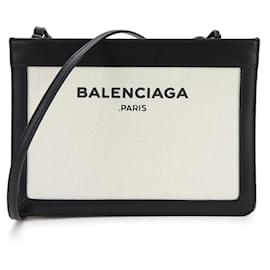 Balenciaga-Balenciaga Black and Ivory Pochette Shoulder Bag-Black,Cream