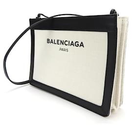 Balenciaga-Balenciaga Black and Ivory Pochette Shoulder Bag-Black,Cream