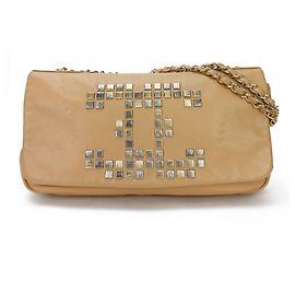 Bolsa de ombro de couro bege Chanel Bege