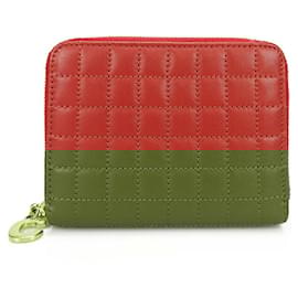 Céline-Celine Compact Zip Wallet in Red Calfskin-Red