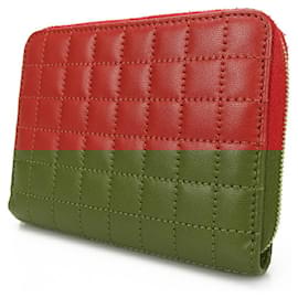 Céline-Celine Compact Zip Wallet in Red Calfskin-Red