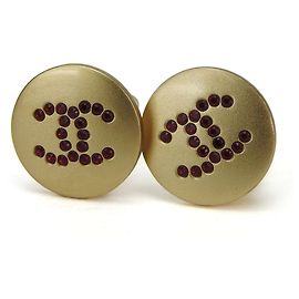 Orecchini a clip placcati in oro Chanel con strass rossi Rosso D'oro