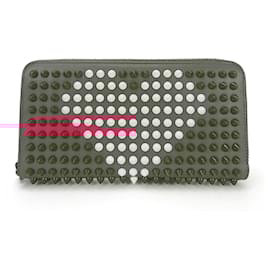 Christian Louboutin-Christian Louboutin Pink and White Leather Long Wallet-Pink,White