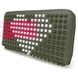 Christian Louboutin-Christian Louboutin Pink and White Leather Long Wallet-Pink,White