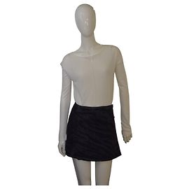 Ganni Zebra Pattern Denim Mini Wrap Skirt Dark Grey Size 36 Dark grey
