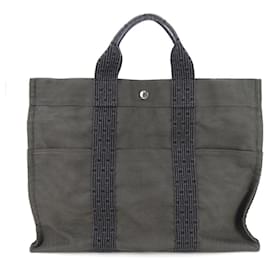 Hermès-Hermes MM Yale Line Canvas Tote Bag-Brown