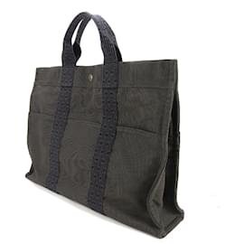 Hermès-Hermes MM Yale Line Canvas Tote Bag-Brown