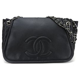 Borsa a spalla in pelle caviar nera Chanel Nero