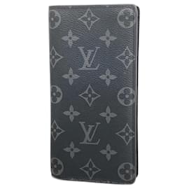 Louis Vuitton-Louis Vuitton Long Wallet Monogram Eclipse Portefeuille Brazza M61697-Black