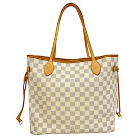 Louis Vuitton-Louis Vuitton Damier Azur Neverfull MM Tote Bag-White