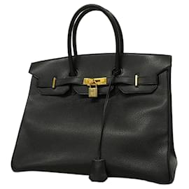 Hermès-Hermes Birkin 35 Handbag in Black Ardennes Leather-Black