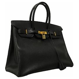 Hermès-Hermes Birkin 35 Handbag in Black Ardennes Leather-Black