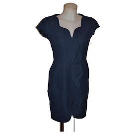Vestido mini de algodão azul Alberta Ferretti Azul