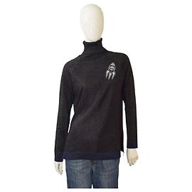 Karl Lagerfeld Black Glittery Turtleneck Long Sleeve Top S Black