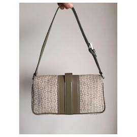 Céline-Céline Ava Monogram Pistachio Vintage Bag – Excellent Condition-Cream,Olive green,Silver hardware