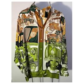 Hermès-Hermès Silk Shirt - Automobile-Multiple colors,Golden,Green,Light brown