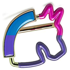 Hermès-Anneau de foulard Cheval Neon Hermes-Rose,Bleu,Doré