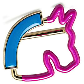Hermès Anello per sciarpa Cheval Neon Hermes Rosa Blu D'oro