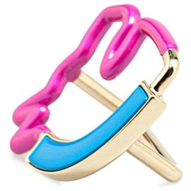 Hermès-Anneau de foulard Cheval Neon Hermes-Rose,Bleu,Doré