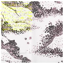 Hermès-Hermes Carré 90 Trois Feuilles Scarf-White,Green