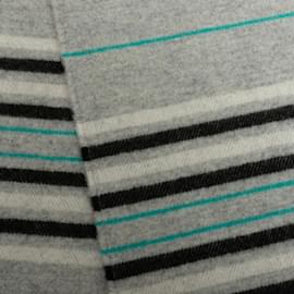 Hermès-Hermes Border Scarf in Gray and Green Cashmere-Brown,Green